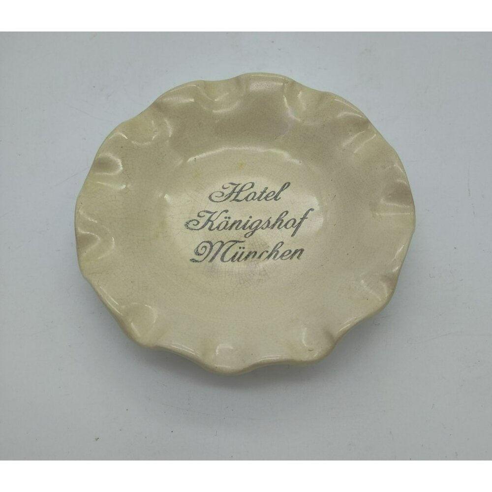 Vintage Hotel Konigshof Munich Ashtray, 1950s German Hotelware, Mid Century Bar